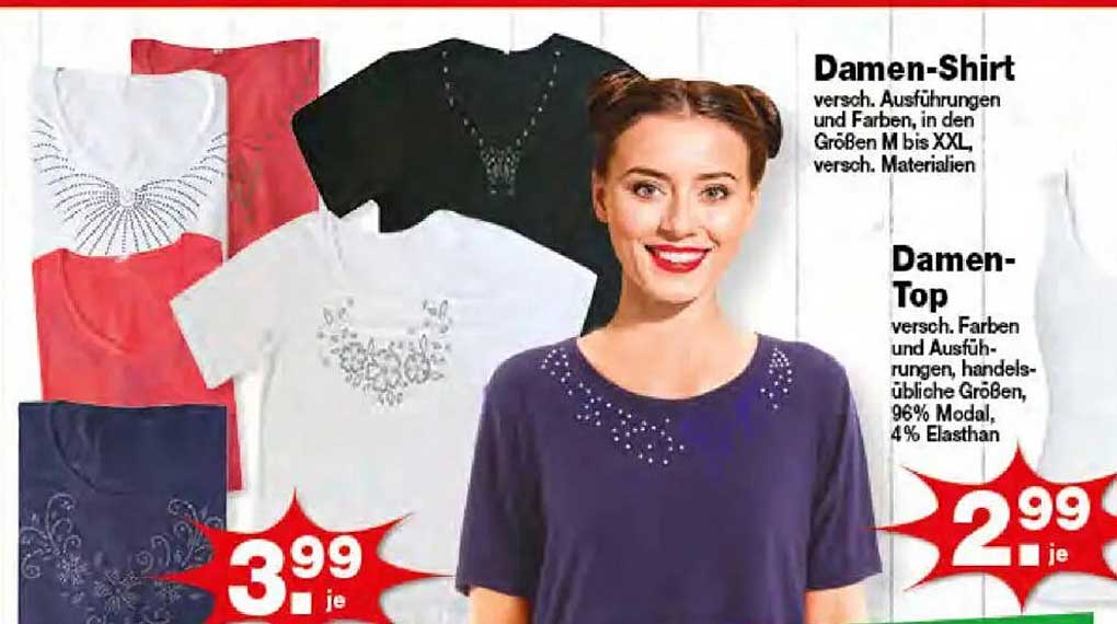 Damen-Shirt und Damen-Top in verschiedenen Ausführungen