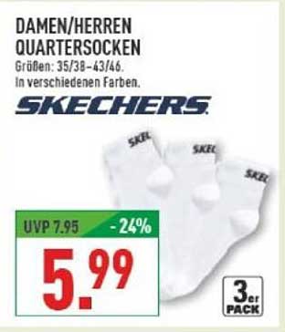 Damen/Herren QuarterSocken von Skechers – 3er Pack