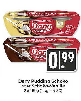 Dany Pudding Schoko oder Schoko-Vanille 2 x 115 g