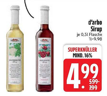 d'arbo Sirup je 0,51 Flasche