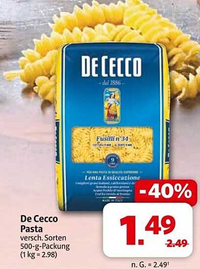 De Cecco Pasta 500 g - verschiedene Sorten