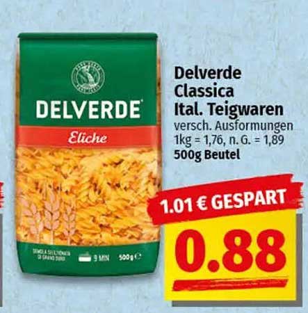 Delverde Classica Ital. Teigwaren 500g für nur 0,88 €