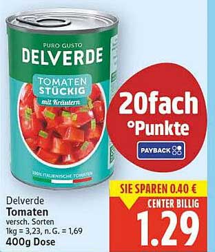 Delverde Tomaten Stückig mit Kräutern 400g Dose