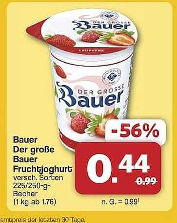 Der große Bauer Fruchtjoghurt – verschiedene Sorten