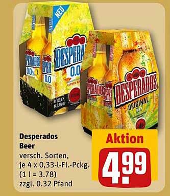 Desperados Bier, verschiedene Sorten, 4 x 0,33 l-Fl.-Pckg.