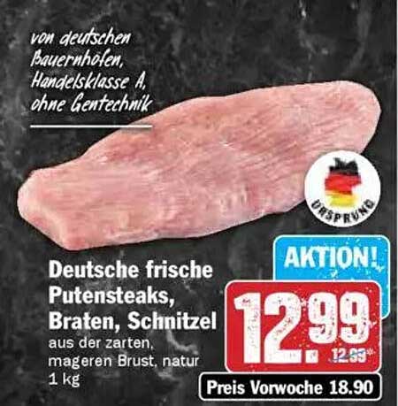 Deutsche frische Putensteaks, Braten, Schnitzel