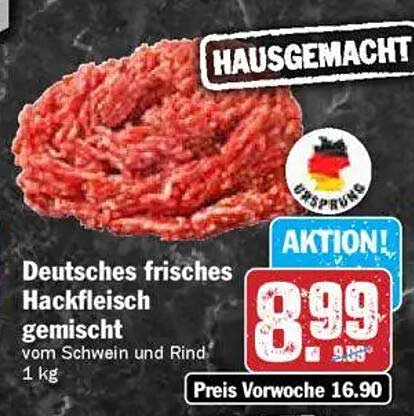 Deutsches frisches Hackfleisch gemischt vom Schwein und Rind 1 kg