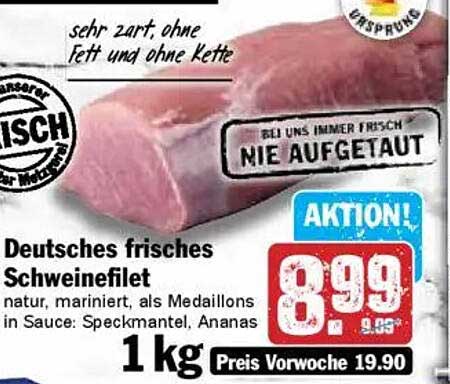 Deutsches frisches Schweinefilet