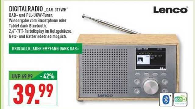 Digitalradio Lenco DAR-017WH - DAB+ und PLL-UKW-Tuner