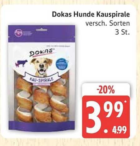 Dokas Hunde Kauspirale, verschiedene Sorten, 3 St.