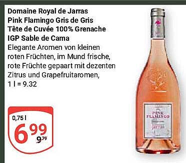 Domaine Royal de Jarras Pink Flamingo Gris de Gris Tête de Cuvée 100% Grenache IGP Sable de Cama
