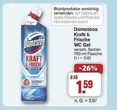 Domestos Kraft & Frische WC Gel – versch. Sorten 750-ml-Flasche