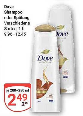 Dove Shampoo oder Spülung - Verschiedene Sorten, 200-250 ml
