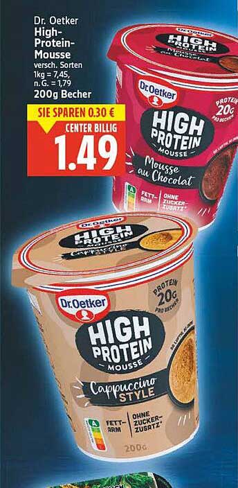 Dr. Oetker High-Protein-Mousse 200g Becher, verschiedene Sorten