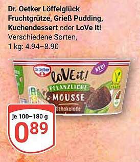 Dr. Oetker Löffelglück Fruchtgrütze, Grieß Pudding, Kuchendessert oder LoVe It!