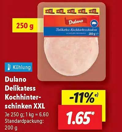 Dulano Delikatess Kochhinterschinken XXL