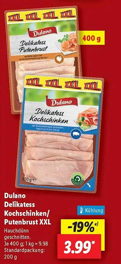 Dulano Delikatess Kochschinken/Putenbrust XXL 400 g