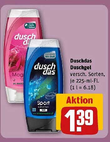 duschdas Duschgel, verschiedene Sorten, je 225-ml-Flasche
