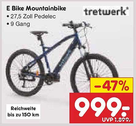 E Bike Mountainbike - 27,5 Zoll Pedelec mit 9 Gang