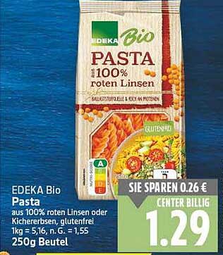 EDEKA Bio Pasta aus 100% roten Linsen - 250g Beutel