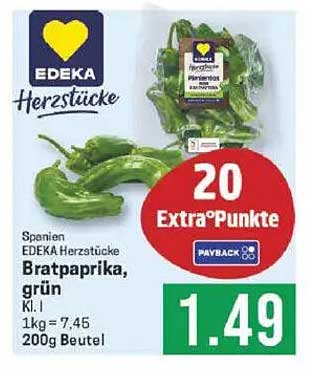 EDEKA Herzstücke Bratpaprika, grün 200g