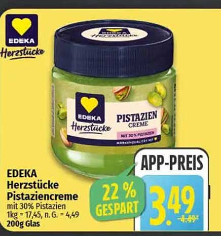 EDEKA Herzstücke Pistaziencreme mit 30% Pistazien