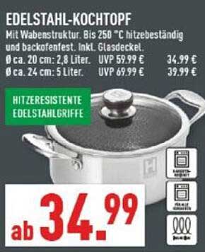 Edelstahl-Kochtopf mit Wabenstruktur