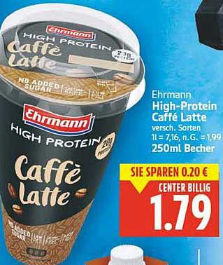 Ehrmann High-Protein Caffè Latte, 250ml Becher