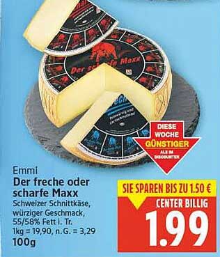 Emmi Der freche oder scharfe Maxx - Schweizer Schnittkäse
