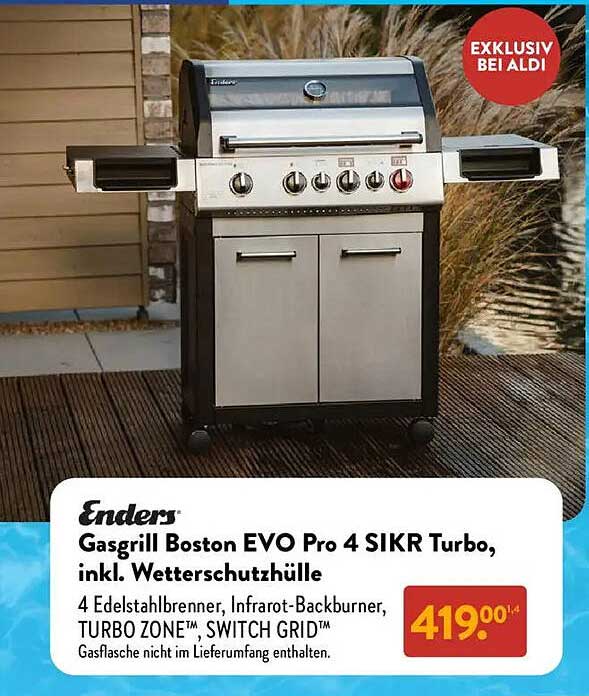 Enders Gasgrill Boston EVO Pro 4 SIKR Turbo, inkl. Wetterschutzhülle