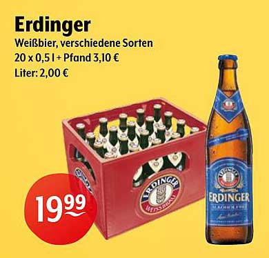Erdinger Weißbier, 20 x 0,5 l – Vielfältige Sorten für Genussmomente