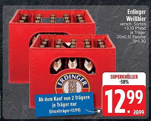 Erdinger Weißbier 20 x 0,5 l zum unschlagbaren Preis!