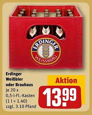 Erdinger Weißbier oder Brauhaus – 20 x 0,5 l-Fl. Kasten
