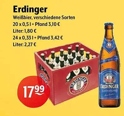 Erdinger Weißbier, verschiedene Sorten, 20 x 0,51L