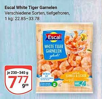 Escal White Tiger Garnelen, verschiedene Sorten, tiefgefroren