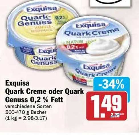 Exquisa Quark Creme oder Quark Genuss 0,2 % Fett