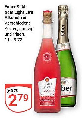Faber Sekt oder Light Live Alkoholfrei 0,75 l