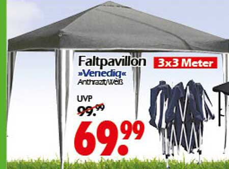 Faltpavillon »Venedig« Anthrazit/Weiß 3x3 Meter