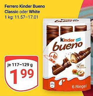 Ferrero Kinder Bueno Classic oder White (6 Riegel)