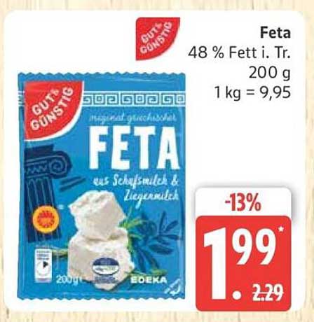Feta 48 % Fett i. Tr. - Gut & Günstig, 200 g