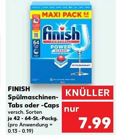 FINISH Spülmaschinen-Tabs oder -Caps - Maxi Pack 64er