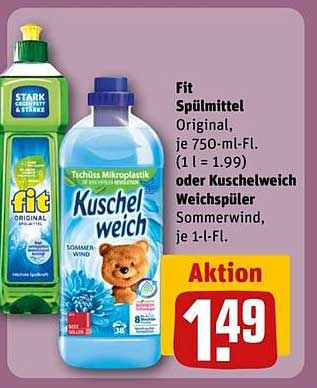 Fit Spülmittel Original oder Kuschelweich Weichspüler Sommerwind