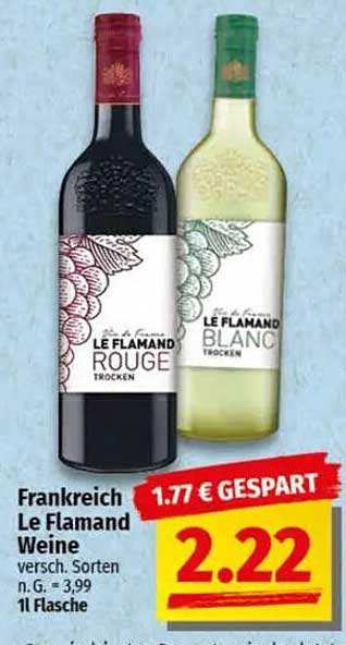 Frankreich Le Flamand Weine - verschiedene Sorten