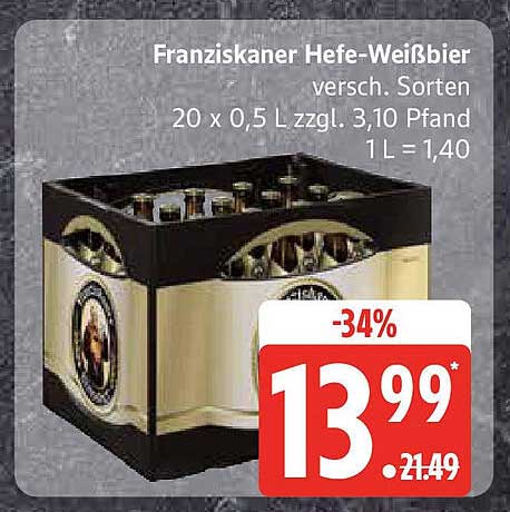 Franziskaner Hefe-Weißbier 20 x 0,5 L