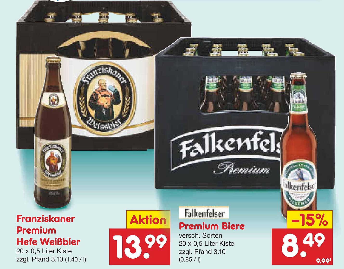 Franziskaner Premium Hefe Weißbier und Falkenfelder Premium Bier