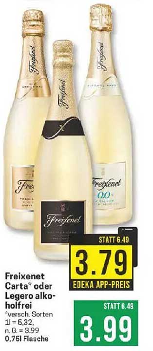 Freixenet Carta® oder Legero alkoholfrei 0,75 l Flasche
