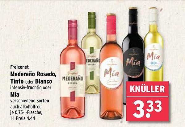 Freixenet Mederaño Rosado, Tinto oder Blanco intensiv-fruchtig oder Mia