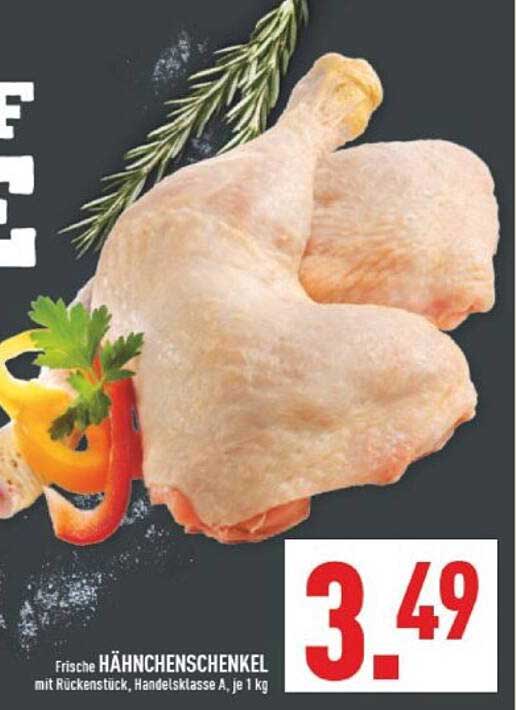 Frische Hähnchenschenkel mit Rückenstück A, je 1 kg