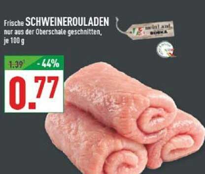 Frische Schweinerouladen nur aus der Oberschale geschnitten, je 100 g