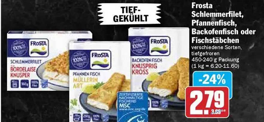 Frosta Schlemmerfilet, Pfannenfisch, Backofenfisch oder Fischstäbchen